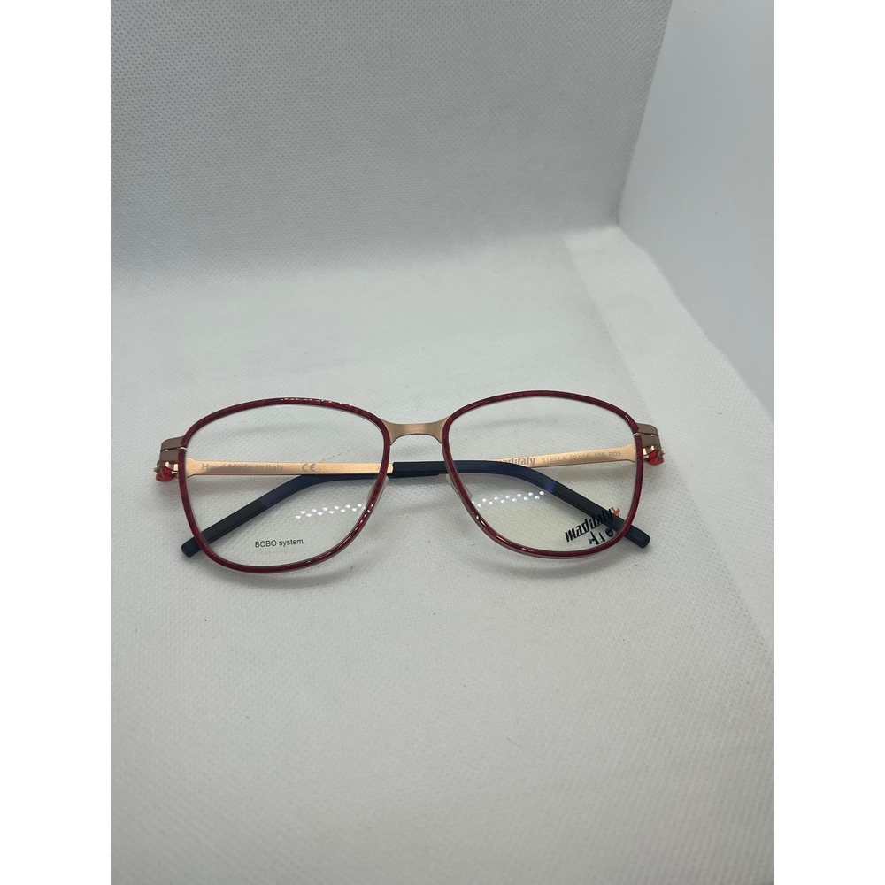 Mad in Italy Stella Red Gold Eyeglasses Frames 52-16-135 R03 Handmade Italy